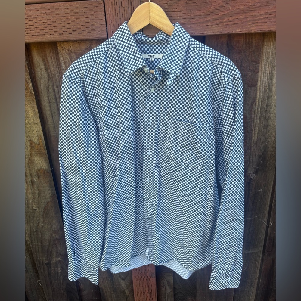 You Must Create Mens check Button Down Sz L